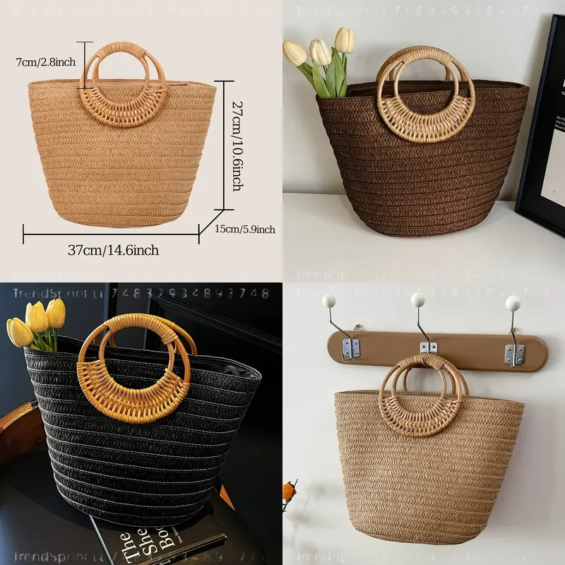 Women'S Bags Handbags - Женская летняя плетеная бумажная сумка-тоут большой